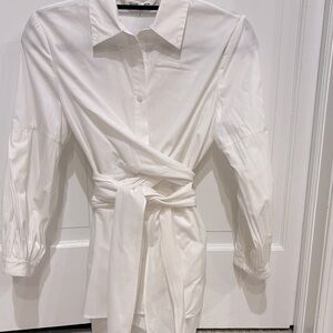 DVF Crisp White Cotton Wrap Blouse